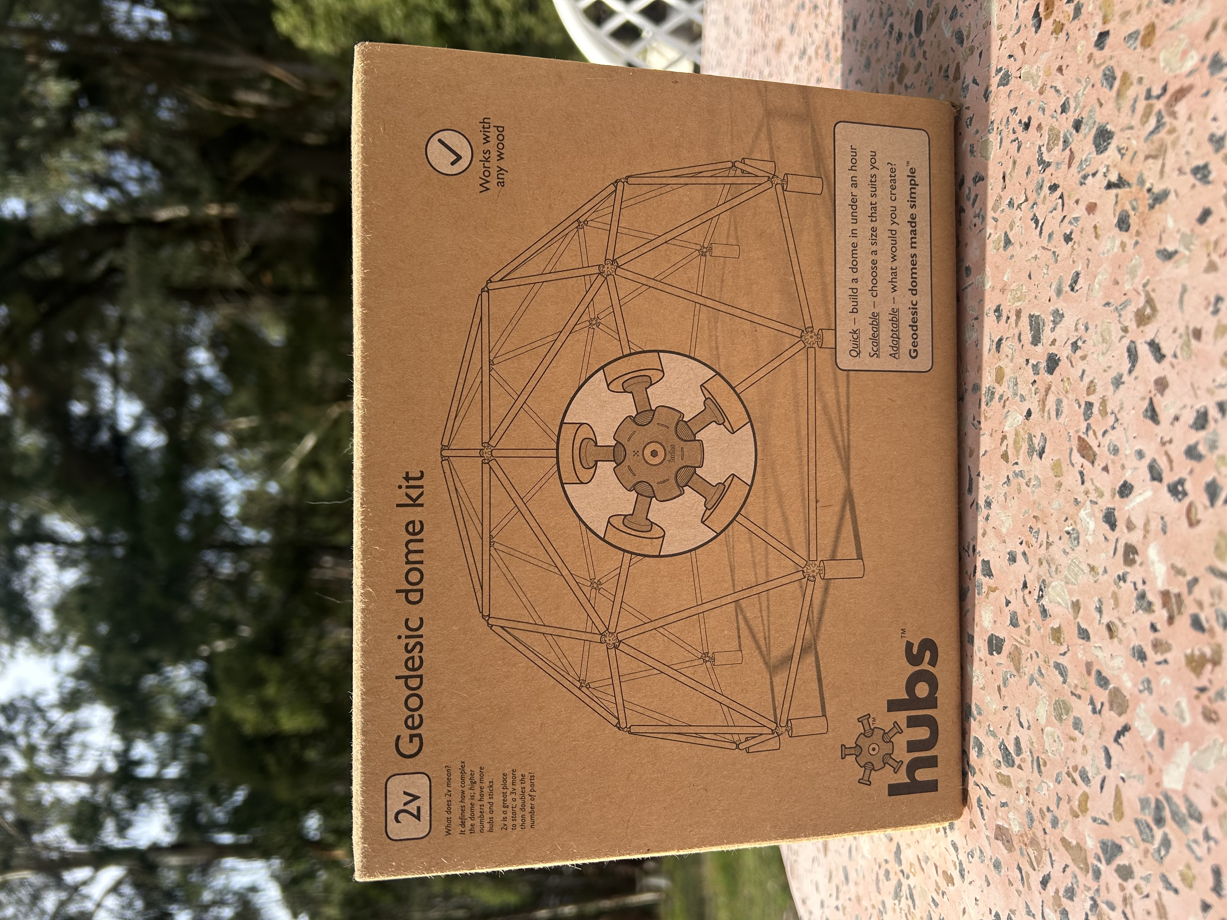Geodesic dome hub kit — components laid out in the box