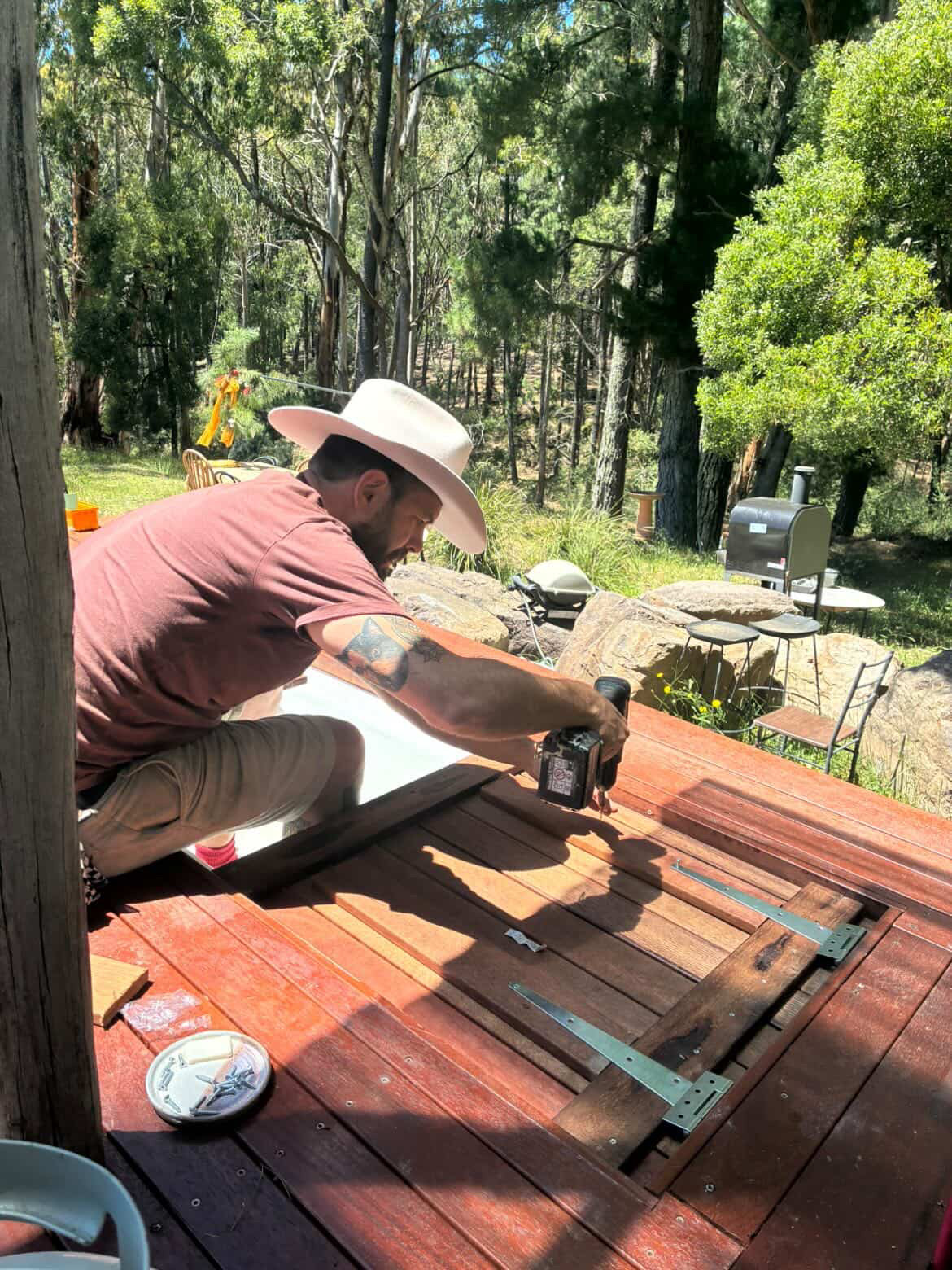 Deck build — oiling the boards